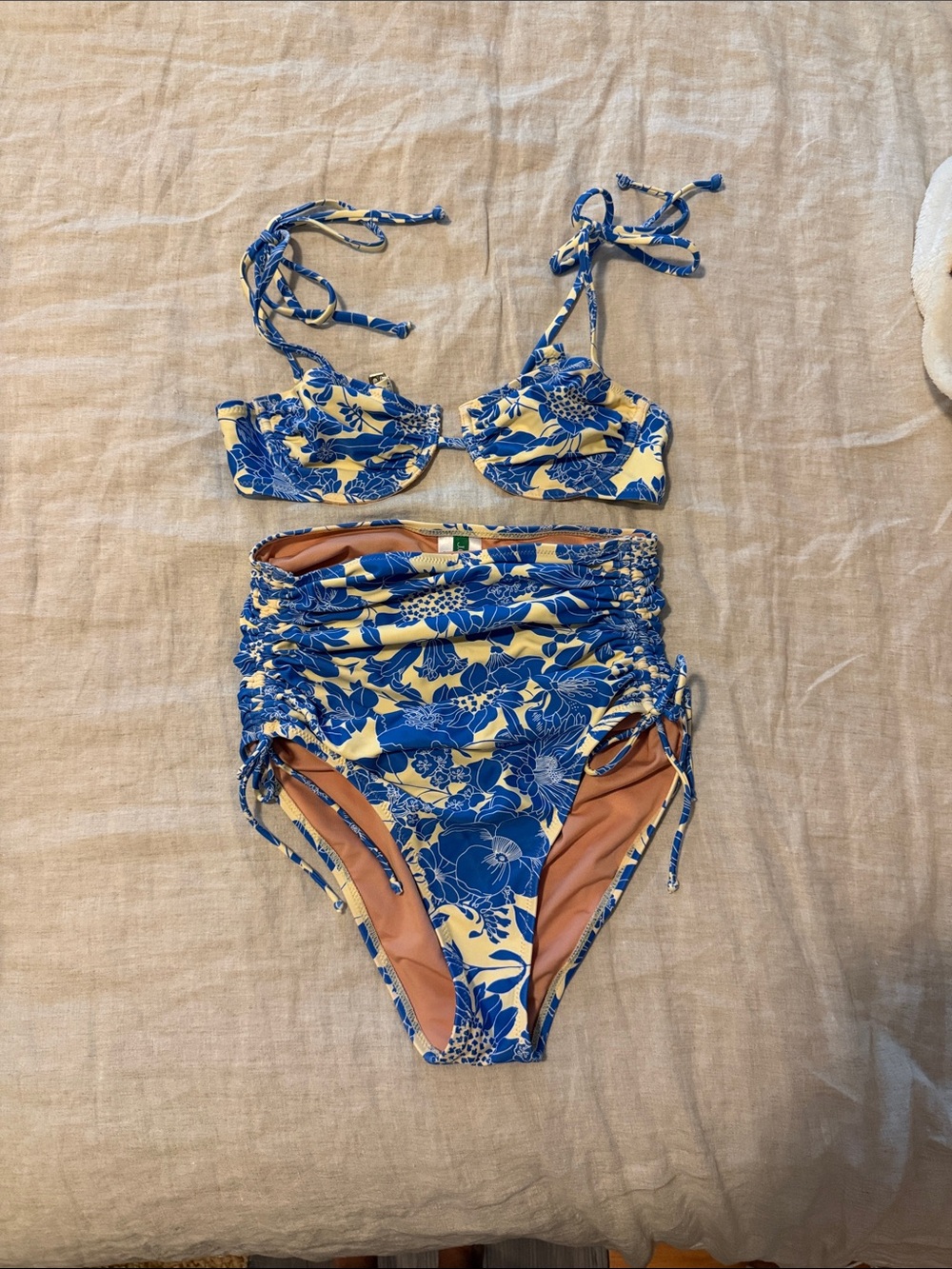 JCrew Blue & Yellow Floral Two-Piece Bikini Set
